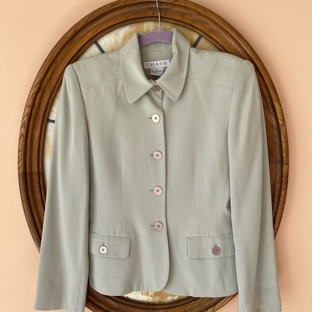 CHAUS  100% Silk Button Front Lined Stylish Jacket. 4P